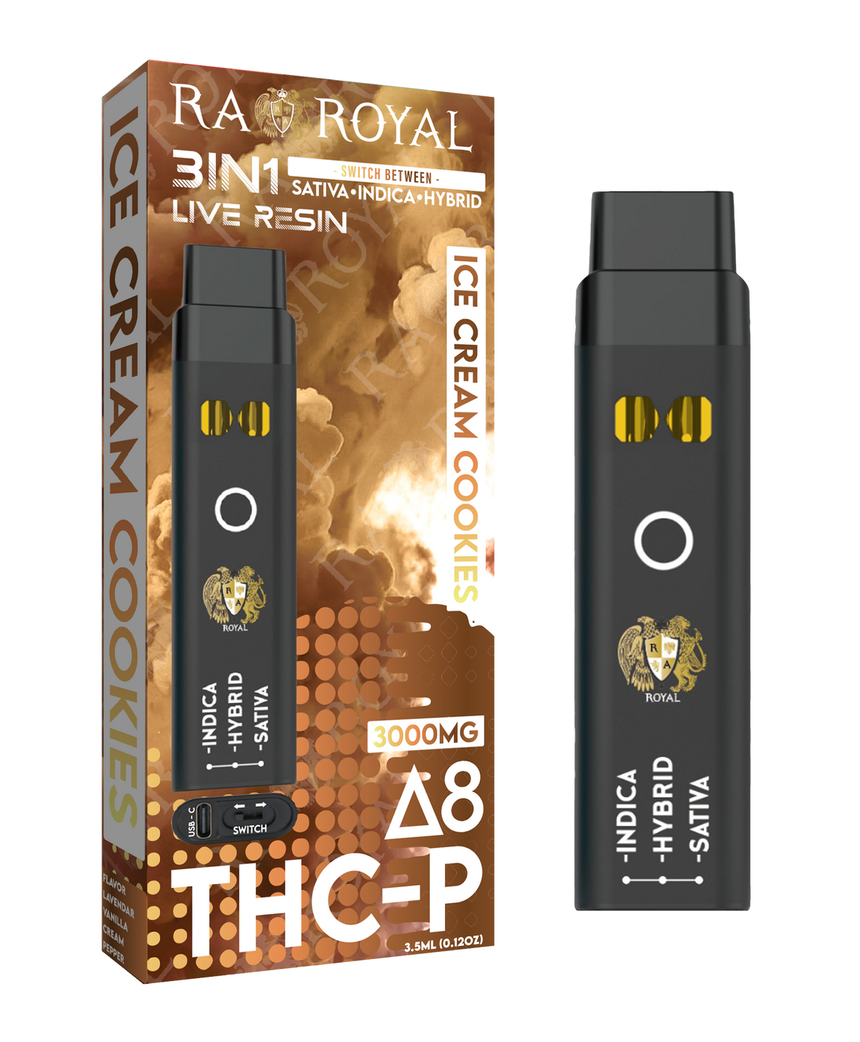 Delta 8 + THC-P Three-In-One Disposable Vape: Ice Cream Cookies (3000MG)