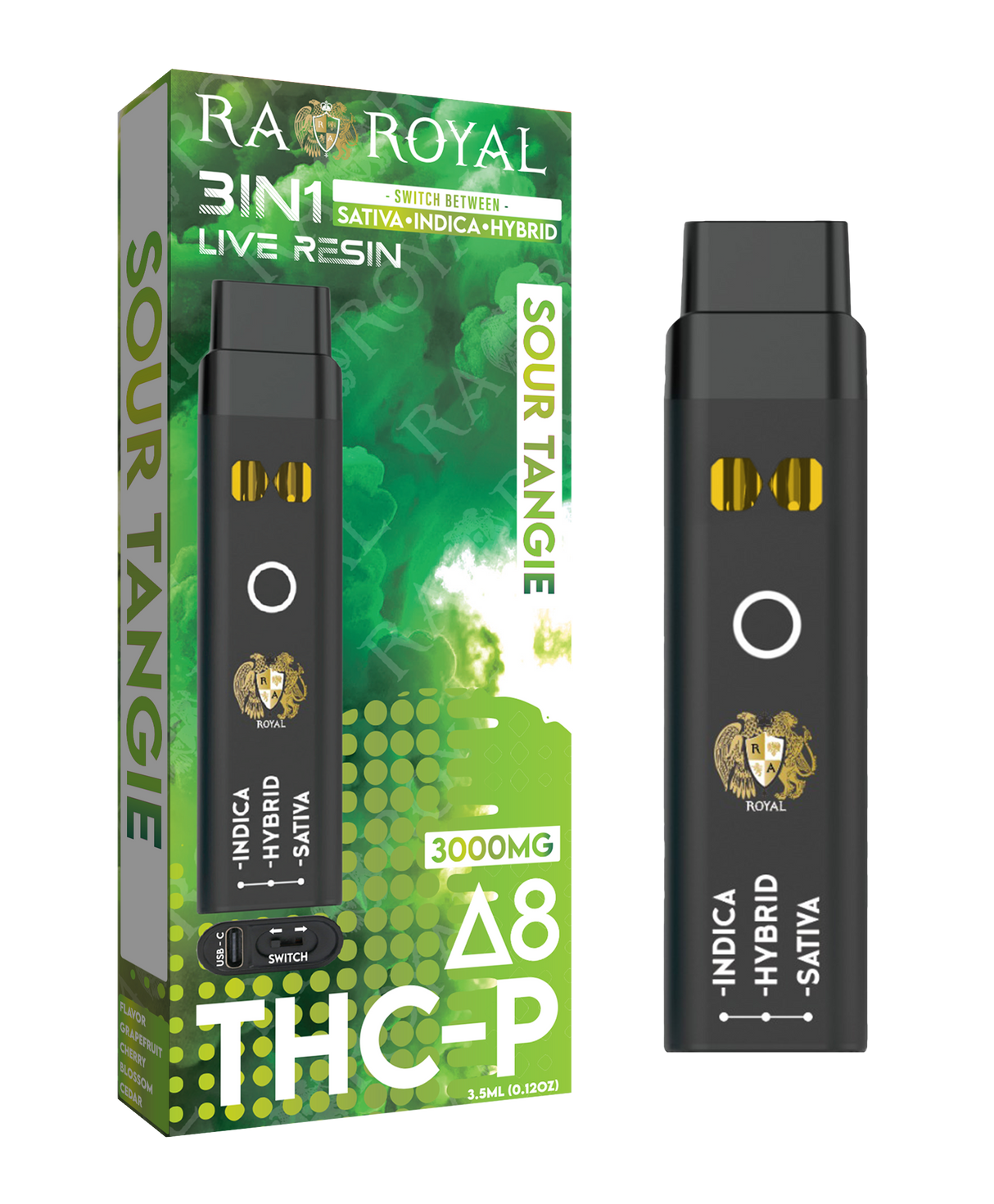 Delta 8 + THC-P Three-In-One Disposable Vape: Sour Tangie (3000MG)