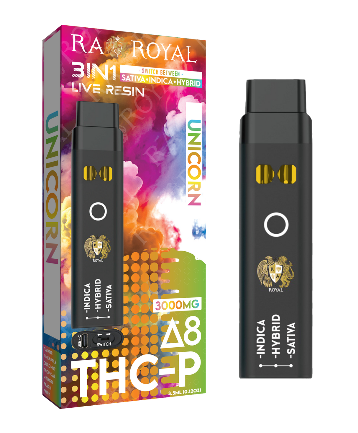 Delta 8 + THC-P Three-In-One Disposable Vape: Unicorn (3000MG)