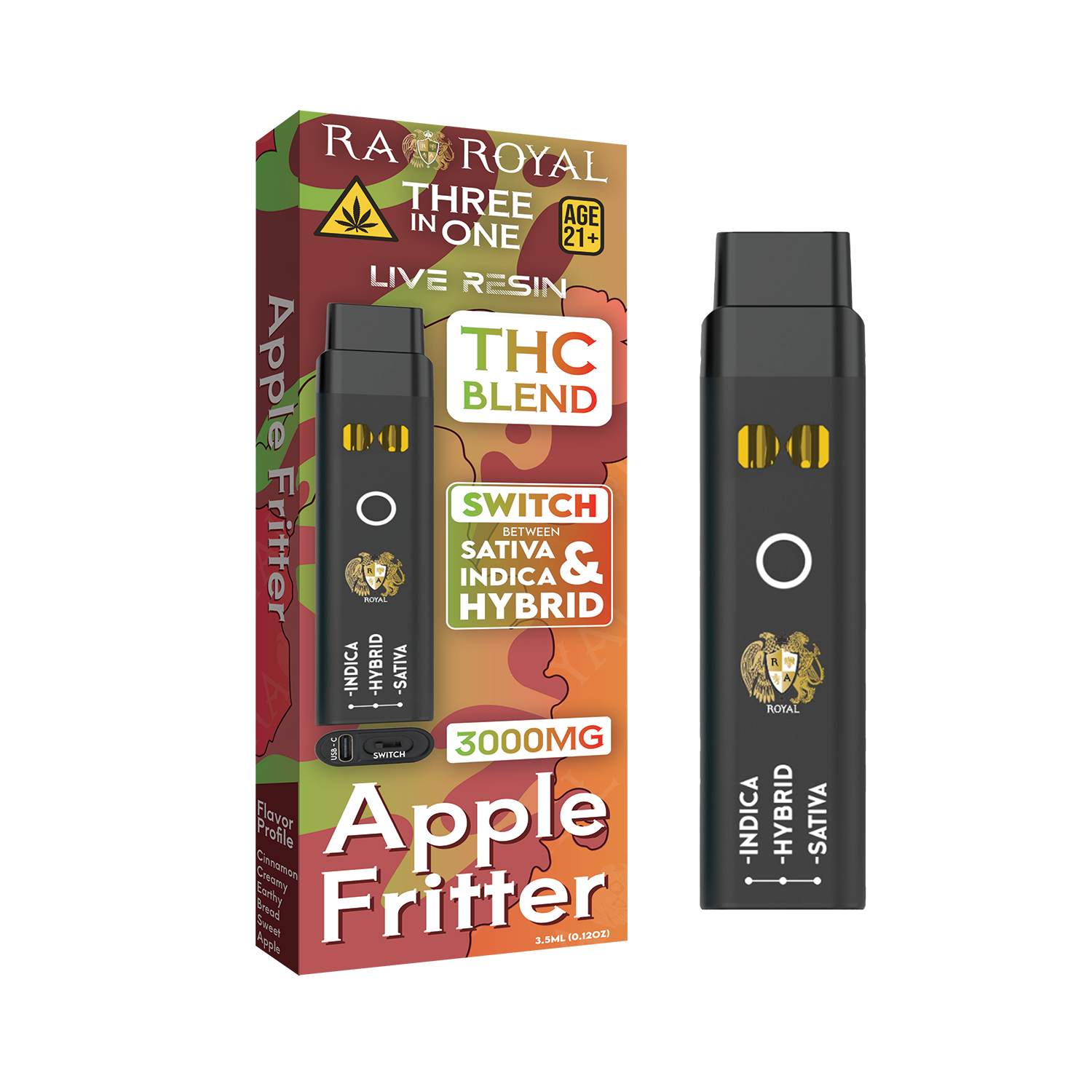 apple flavored vape R.A. Royal Apple Fritter THC Blend 3-in-1 Disposable Vape