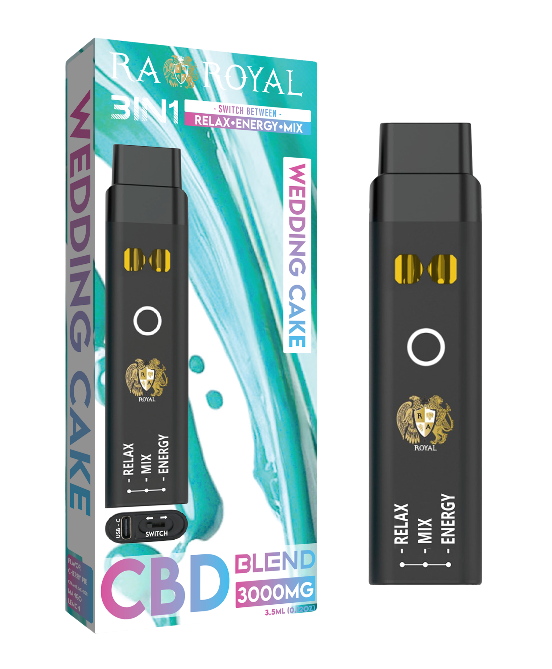 R.A. Royal CBD+ 3-in-1 Vape Wedding Cake | 2500MG CBD, CBG, CBN RA Royal R.A. Royal CBD+ 3-in-1 Vape Wedding Cake | 2500MG CBD, CBG, CBN RA Royal