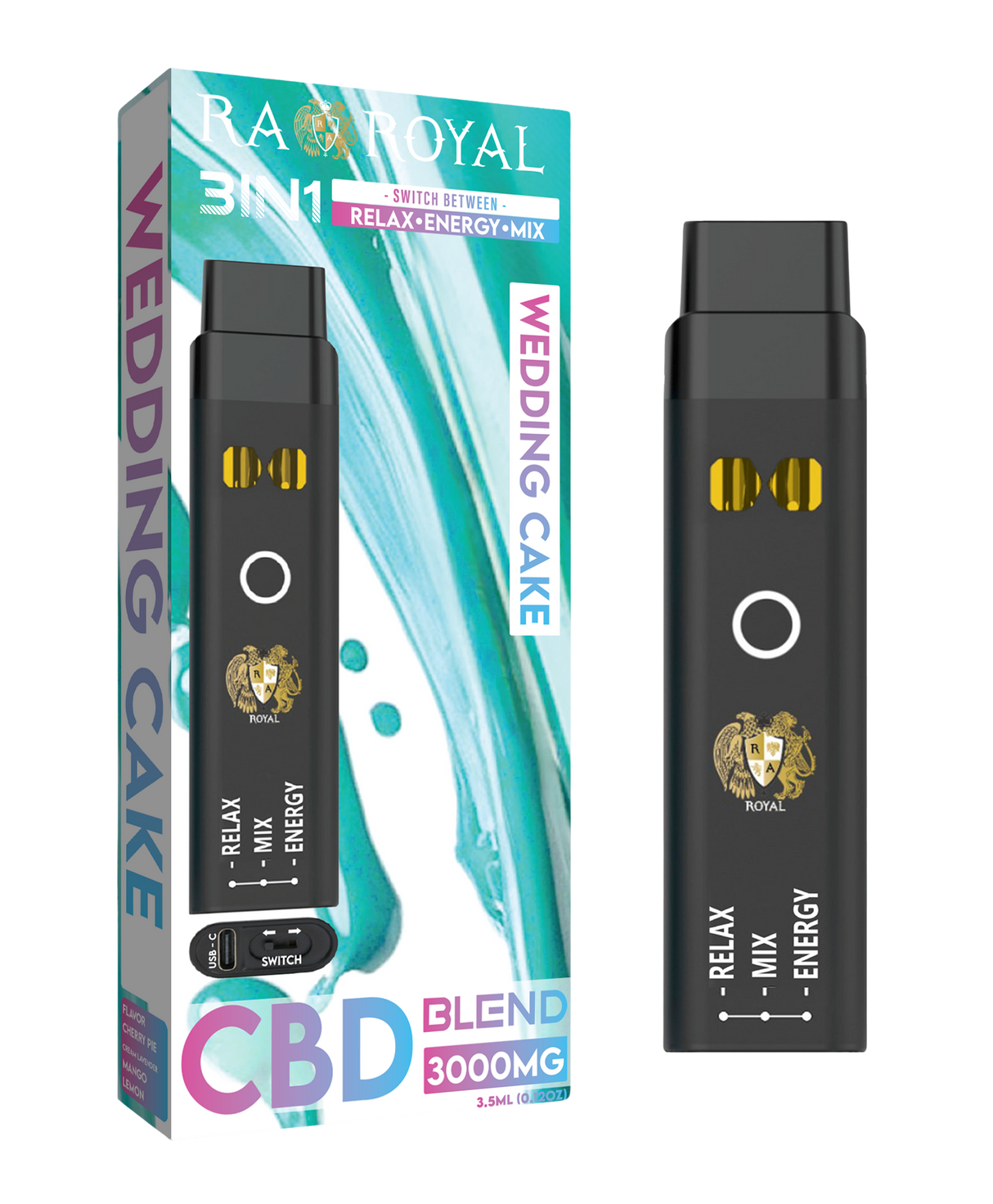 CBD+ Three-in-One Disposable Vape: Wedding Cake (2500 MG)