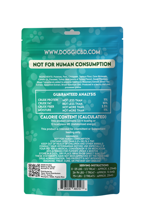 Doggi CBD 500MG Dog Treats: Turkey & Taters