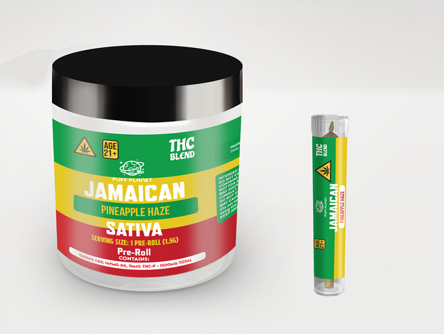 Puff Planet 12x1.5G THC Blend Preroll: Jamaican Pineapple Haze (Sativa)