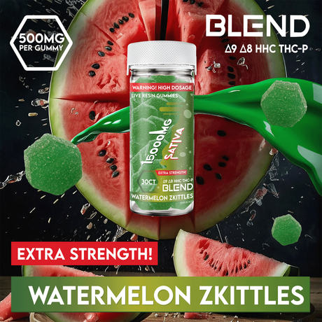 Blend 15,000MG 30CT Gummy Jar: Watermelon Zkittles (Sativa)