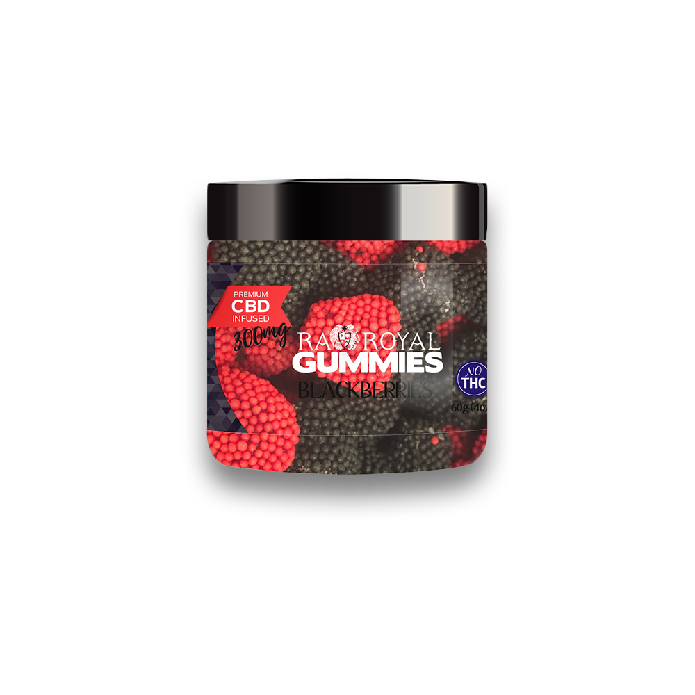 An image of a jar of our red and black CBD Blackberry Hemp Gummies.