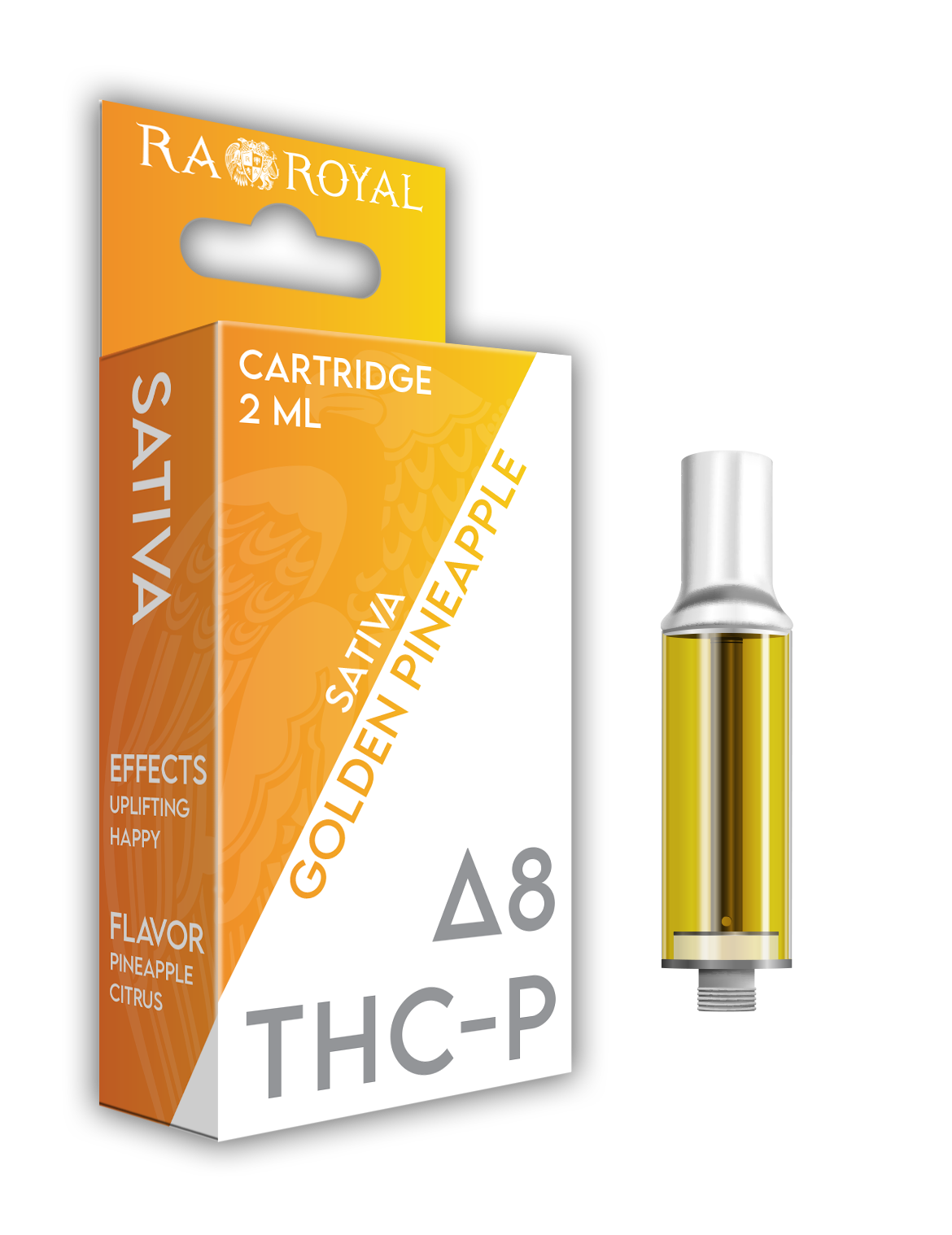 Delta-8 + THC-P Vape Cartridge (2 ML): Golden Pineapple Sativa (1800 MG)