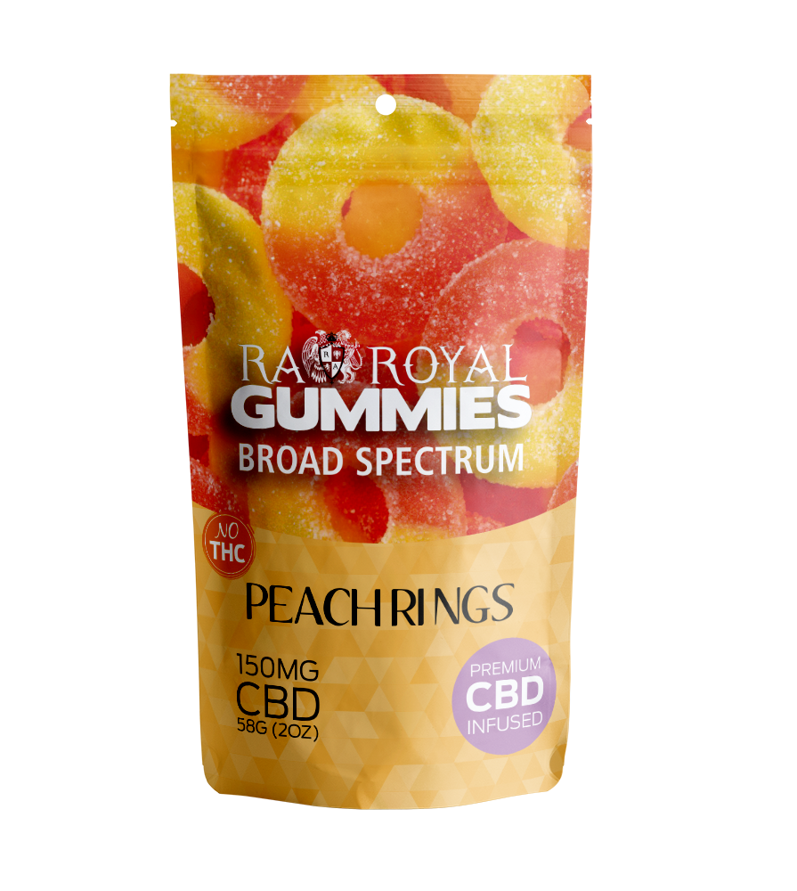 Our Broad-Spectrum CBD Peach Gummies.