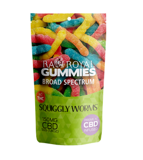 R.A. Royal Gummies: Broad Spectrum CBD Squiggly Worms Gummy Pouch (150MG)