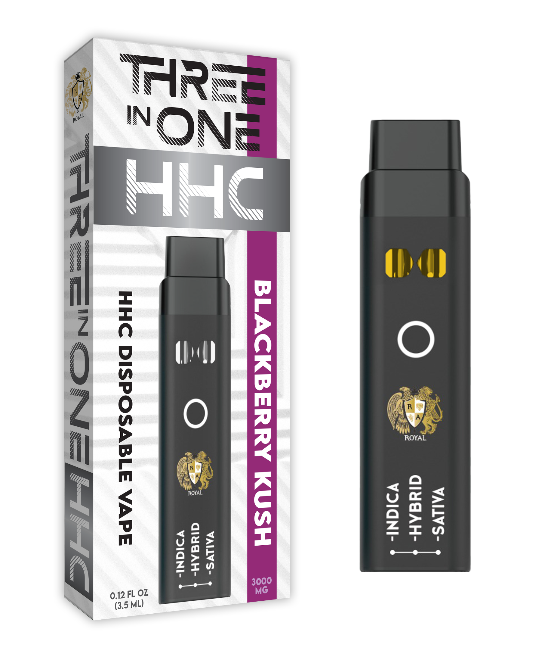 R.A. Royal HHC 3-in-1 Vape Blackberry Kush 3000MG | Indica, Sativa, Hybrid RA Royal R.A. Royal HHC 3-in-1 Vape Blackberry Kush 3000MG | Indica, Sativa, Hybrid RA Royal